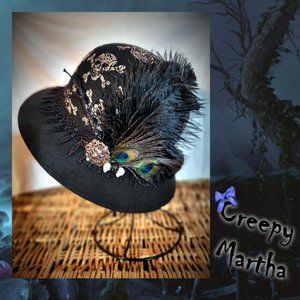 Creepy Martha Hand Decorated Wool Felt Bucket Hat